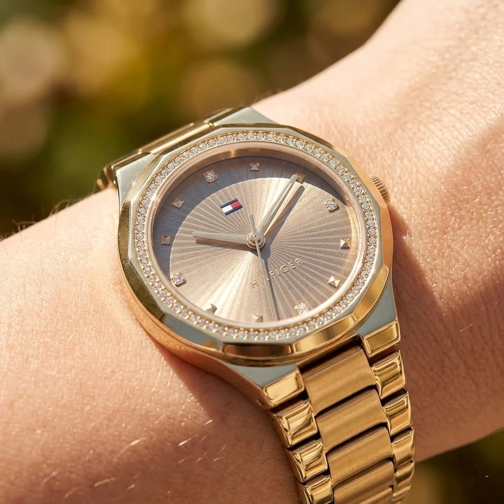 Tommy Hilfiger Piper 1782725 36mm Women's Quartz Watch – Bronze Sunray & Gold Stainless Steel Bracelet
