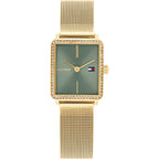 Tommy Hilfiger Tea 1782791 Women's Quartz Watch – Sage Green Sunray & Gold Stainless Steel Mesh Bracelet