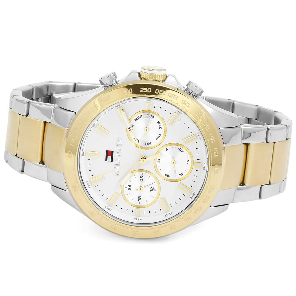 Tommy Hilfiger Hudson 1791226 44mm Men's Chronograph Watch – Silver Sunray & Two-Tone Stainless Steel Bracelet