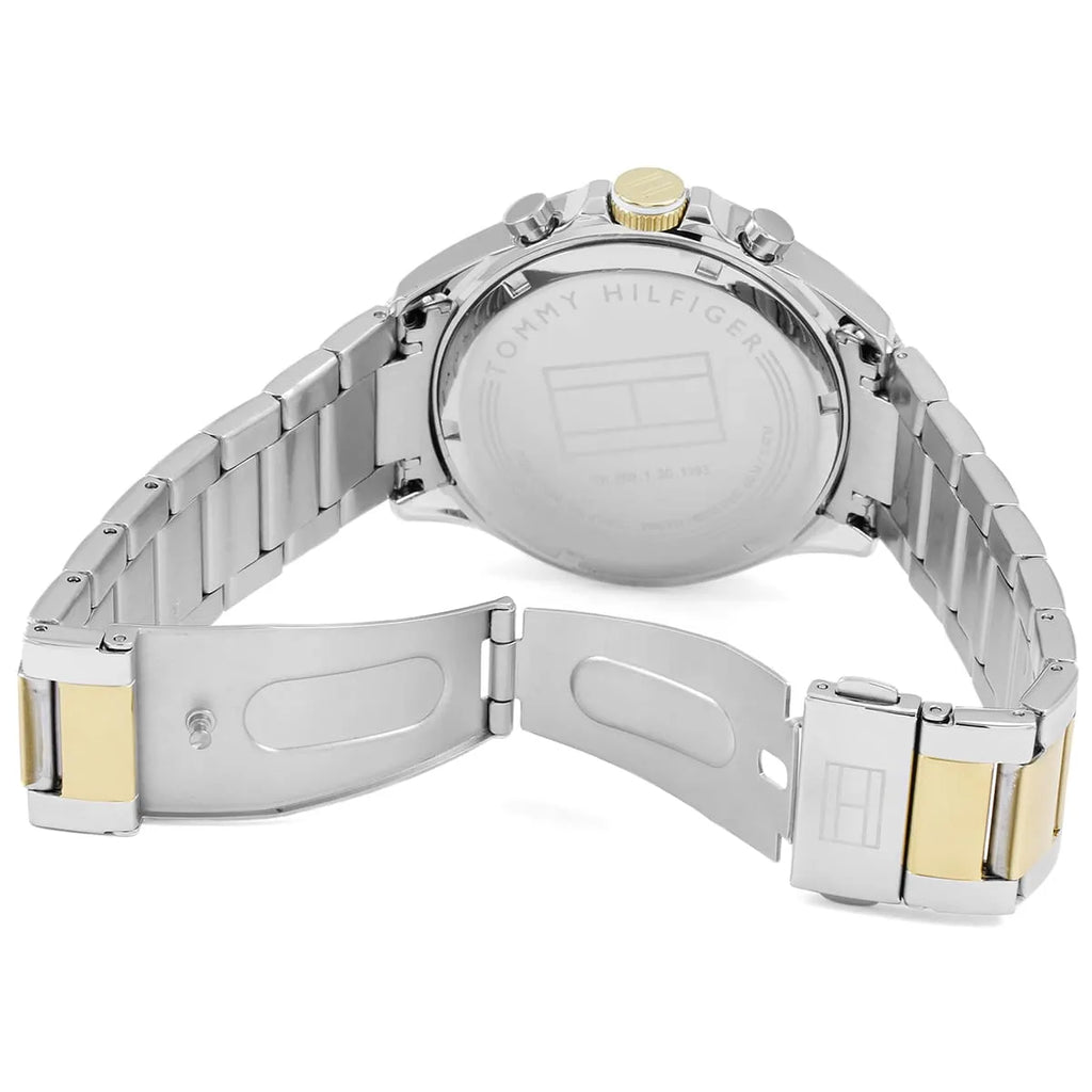 Tommy Hilfiger Hudson 1791226 44mm Men's Chronograph Watch – Silver Sunray & Two-Tone Stainless Steel Bracelet