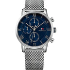 Tommy Hilfiger Kane 1791398 44mm Men's Multi-Function Watch – Blue & Silver Stainless Steel Mesh Bracelet