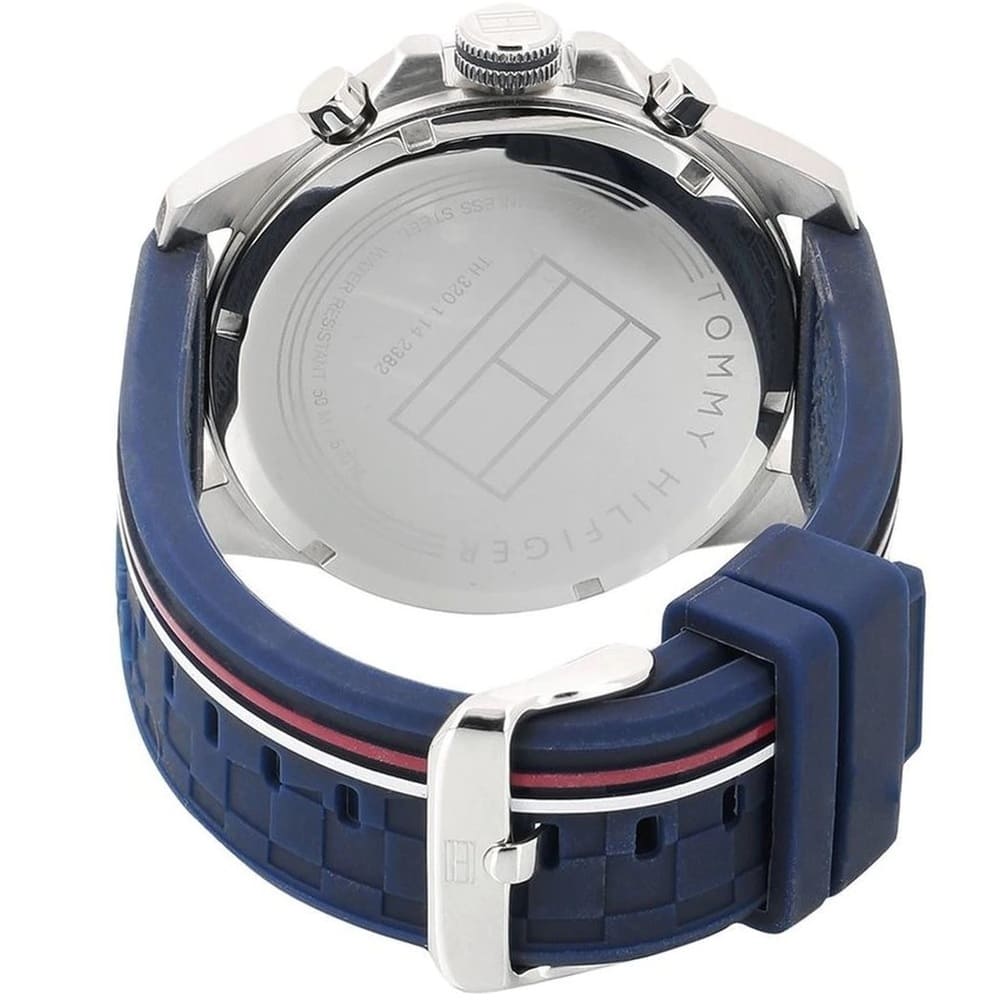 Tommy Hilfiger Decker 1791476 46mm Men's Multi-Function Watch – Blue & Blue Rubber Strap