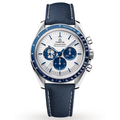 Omega Speedmaster “Silver Snoopy Award” 50th Anniversary Master Quality Watch – White Dial & Navy Leather Strap