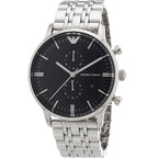 Emporio Armani Gianni AR0389 Men's Chronograph Watch – Black & Black Stainless Steel Bracelet