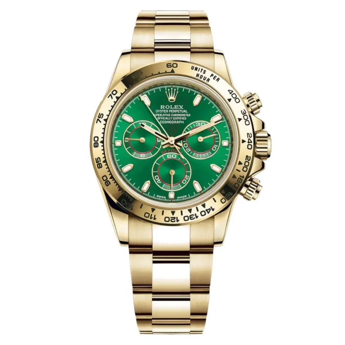 Rolex Cosmograph Daytona Master Quality Watch – Green Dial & Gold-Tone Oyster Bracelet