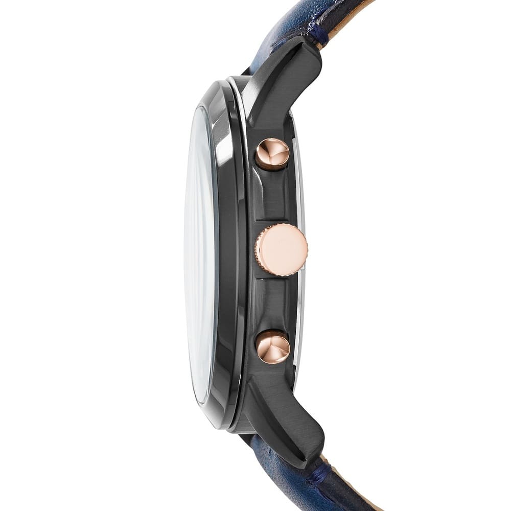 Fossil Grant FS5061 43mm Men’s Chronograph Watch – Black Dial & Blue Genuine Leather Strap