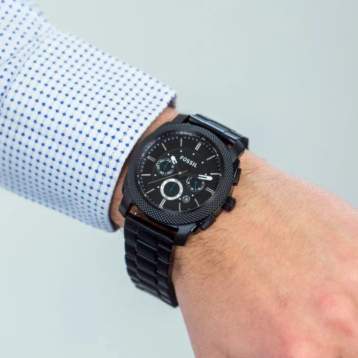 Fossil Machine FS4552 45mm Men’s Chronograph Watch – Black Dial & Black Stainless Steel Bracelet