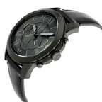 Fossil FS5132 45mm Men’s Quartz Watch – Black Dial & Black Genuine Leather Strap
