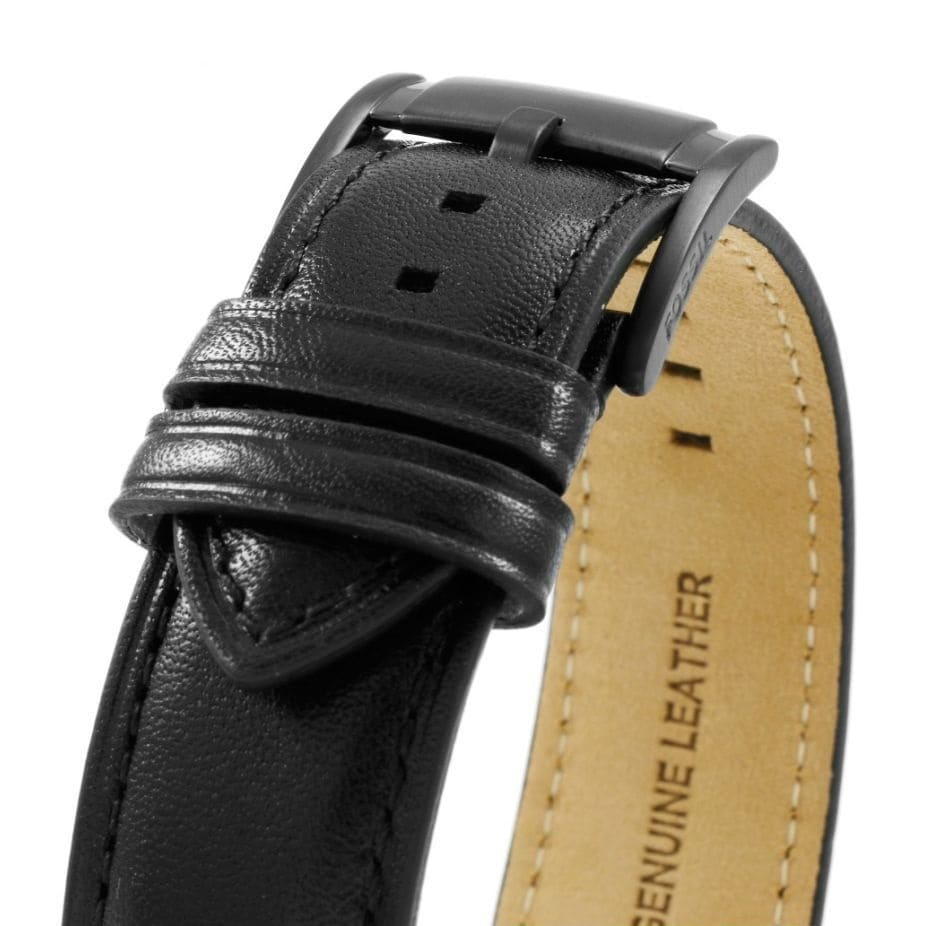Fossil FS5132 45mm Men’s Quartz Watch – Black Dial & Black Genuine Leather Strap