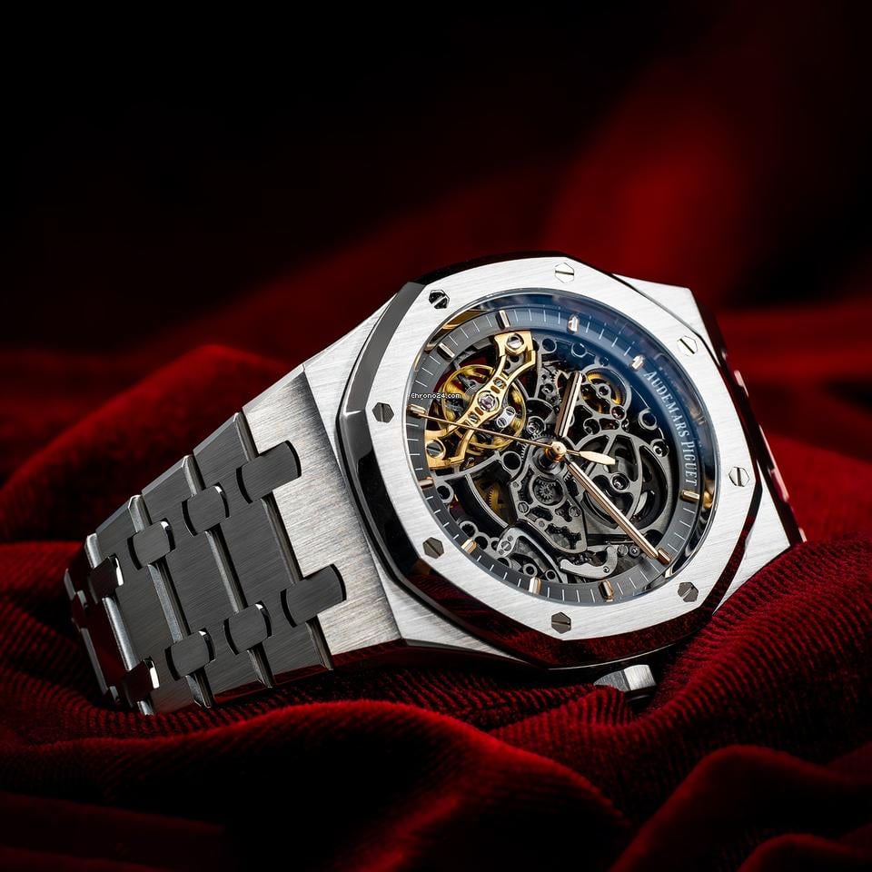 Audemars Piguet Royal Oak Double Balance Wheel Openworked 41mm Men's Automatic Watch – Black with Silver Stainless Steel Bracelet