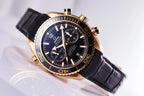 Omega Seamaster Planet Ocean 45.5mm Master Quality Watch – Black Dial, Rose Gold-Tone Case & Black Leather Strap