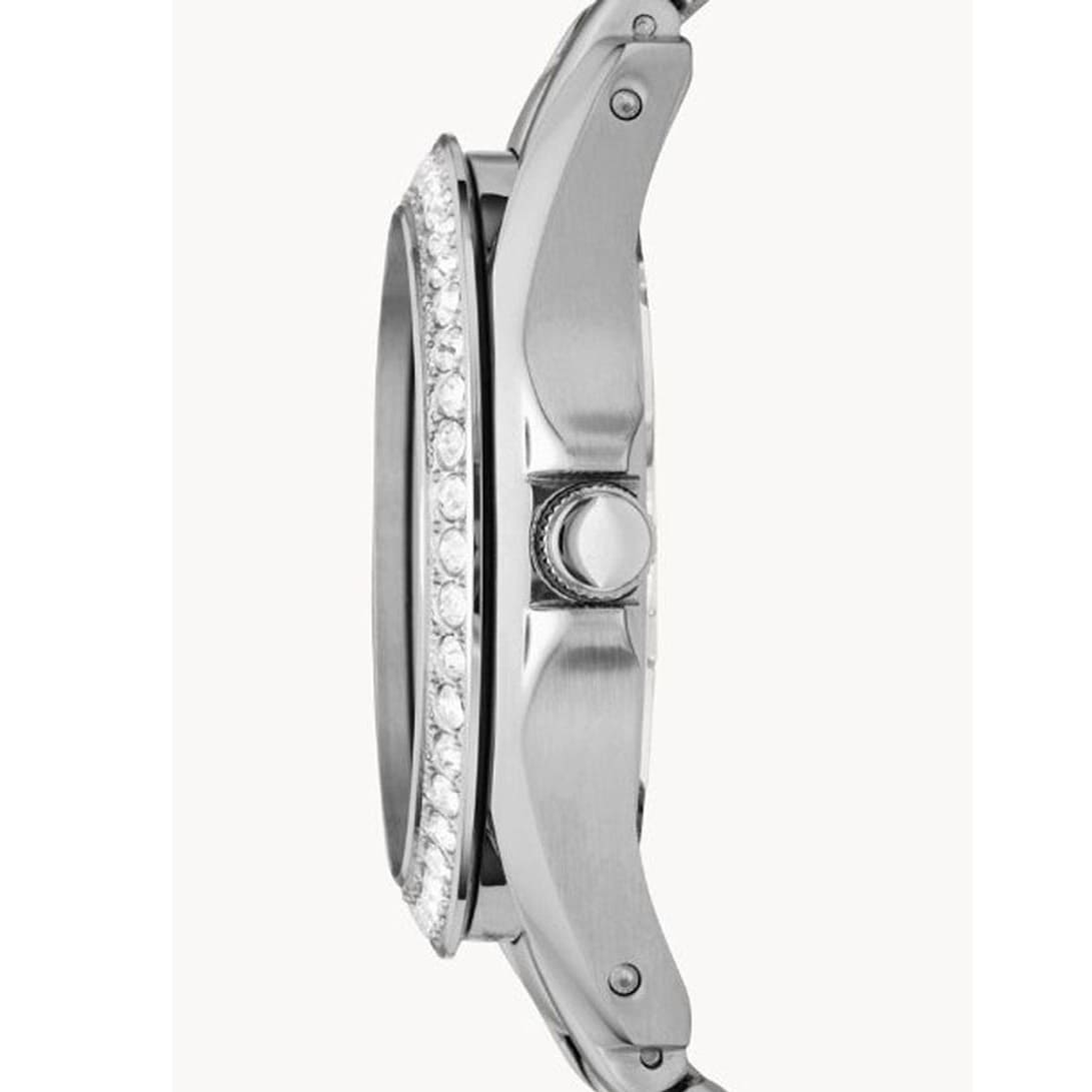 Fossil Riley ES3202 38mm Women’s Watch – Silver Sunray Dial, Stainless Steel Bracelet & Crystal-Set Bezel