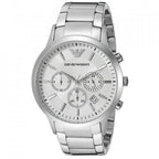 Emporio Armani Renato AR2458 43mm Men's Chronograph Watch – Silver & Silver Stainless Steel Bracelet