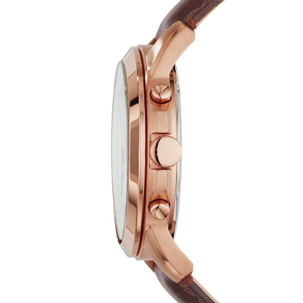 Fossil Grant FS4991 44mm Men’s Chronograph Watch – White Dial & Brown Genuine Leather Strap