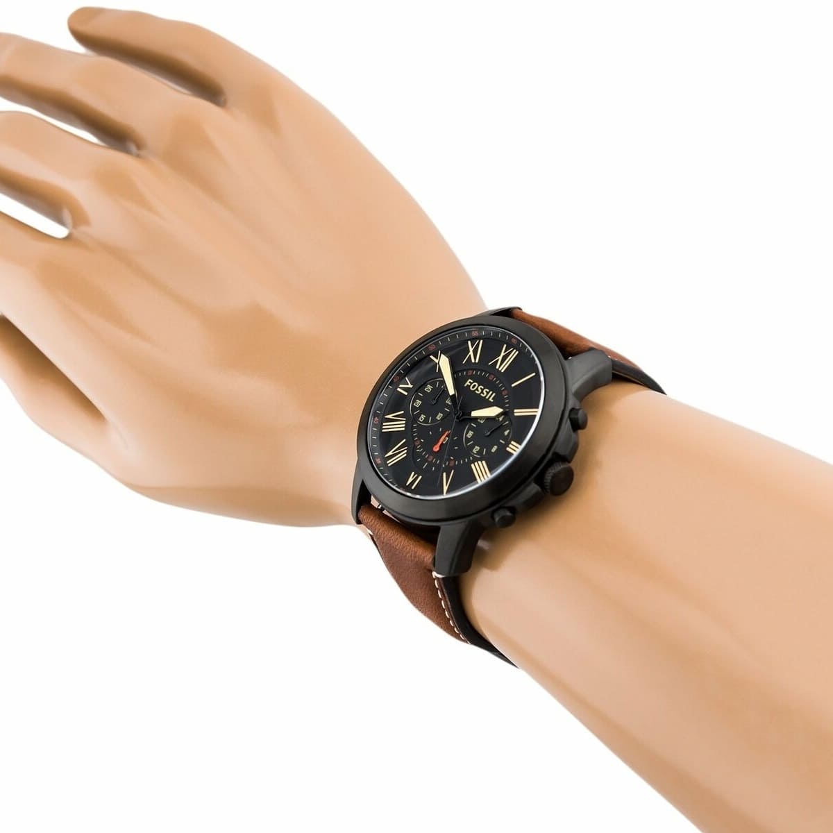 Fossil Grant FS5241 44mm Men’s Chronograph Watch – Black Dial & Brown Genuine Leather Strap
