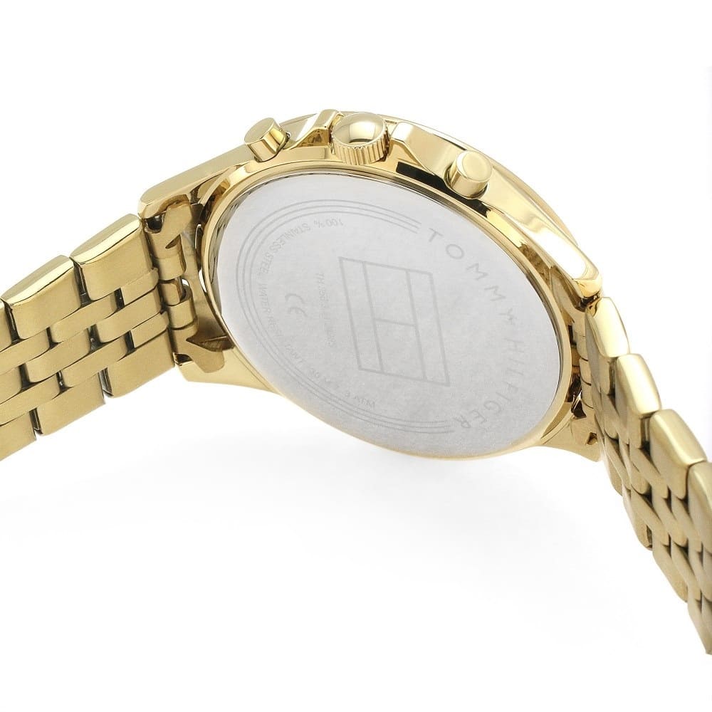 Tommy Hilfiger Ari 1781977 38mm Women's Multi-Function Watch – Off-White Sunray & Gold Stainless Steel Bracelet