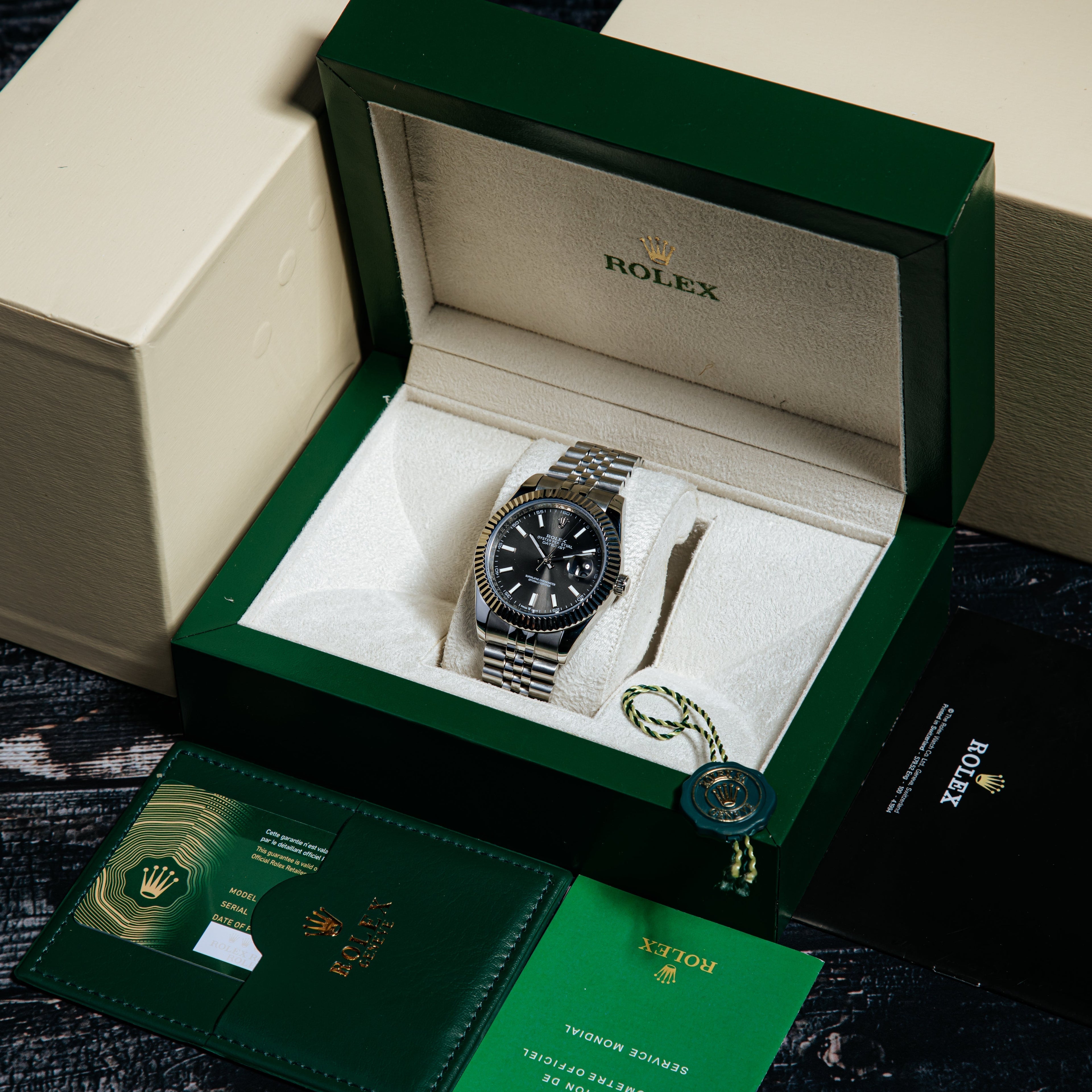 Rolex Datejust 41mm Master Quality Watch – Black Dial & Stainless Steel Jubilee Bracelet