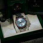 Rolex Cosmograph Daytona Master Quality Watch – Ice Blue Dial, Brown Ceramic Bezel & Stainless Steel Oyster Bracelet