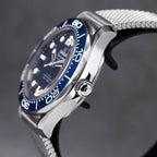 Omega Seamaster 43mm Master Quality Watch – Blue Dial, Blue Bezel & Stainless Steel Mesh Bracelet