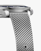 Omega Seamaster 43mm Master Quality Watch – Blue Dial, Blue Bezel & Stainless Steel Mesh Bracelet