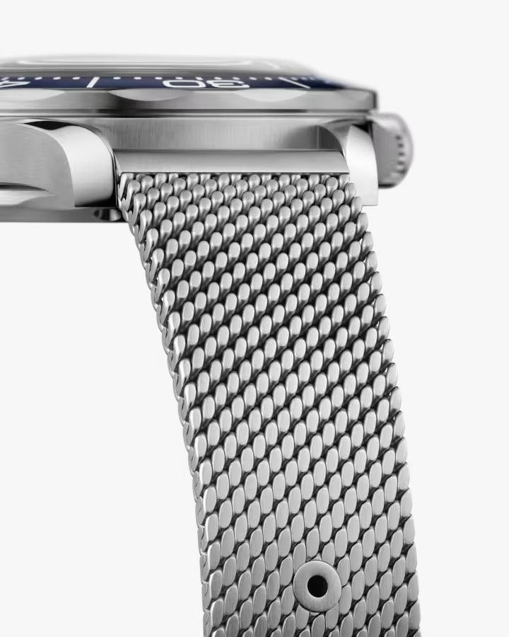 Omega Seamaster 43mm Master Quality Watch – Blue Dial, Blue Bezel & Stainless Steel Mesh Bracelet
