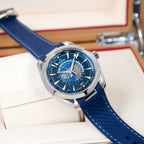 Omega Seamaster Aqua Terra Worldtimer 43mm Master Quality Watch – Dark Blue Dial & Blue Rubber Strap