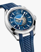 Omega Seamaster Aqua Terra Worldtimer 43mm Master Quality Watch – Dark Blue Dial & Blue Rubber Strap