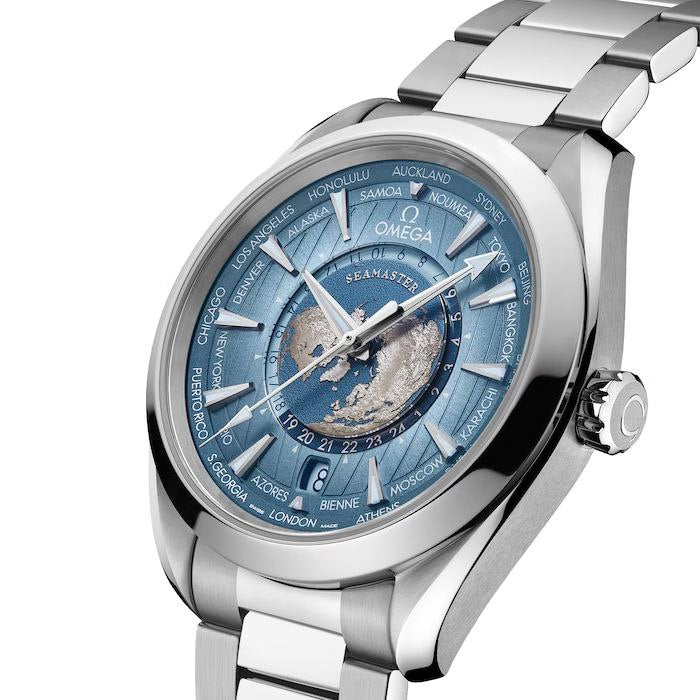 Omega Seamaster Aqua Terra 150M Master Quality Watch – Summer Blue Worldtimer Dial & Stainless Steel Bracelet