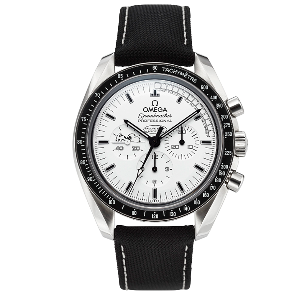 Omega Speedmaster “Silver Snoopy Award” Master Quality Watch – White Dial & Black Leather Strap