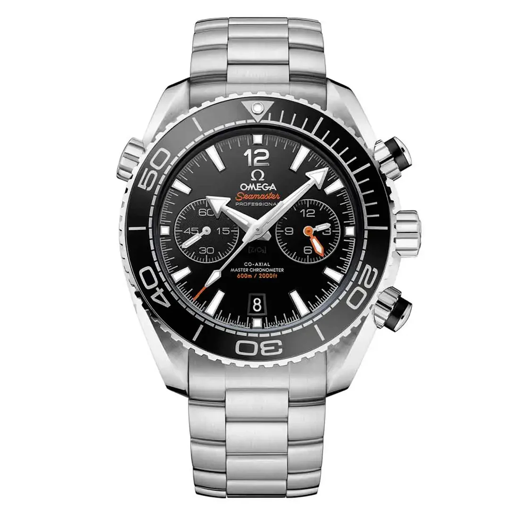 Omega Seamaster 45mm Master Quality Chronograph – Black Dial, Black Bezel & Stainless Steel Bracelet