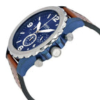 Fossil Nate JR1504 50mm Men’s Chronograph Watch – Navy Blue Dial & Brown Genuine Leather Strap