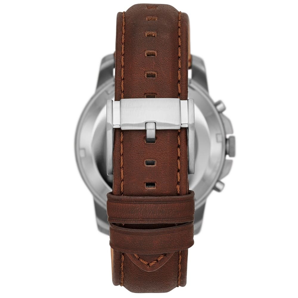 Fossil Grant ME3027 44mm Men’s Automatic Watch – White Skeleton Dial & Brown Genuine Leather Strap