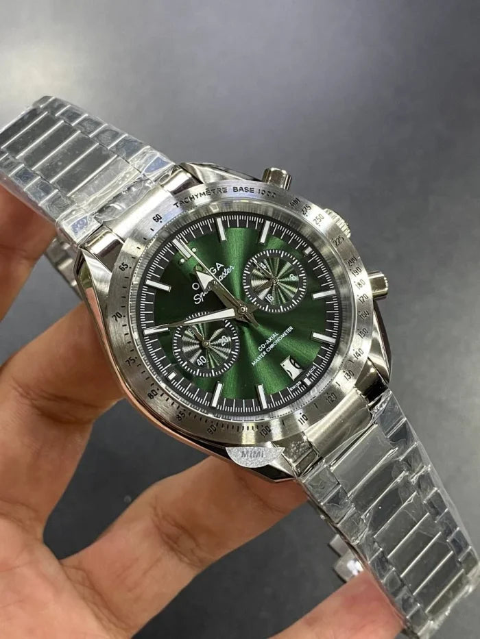 Omega Speedmaster ’57 43mm Master Quality Chronograph – Green Dial & Stainless Steel Bracelet