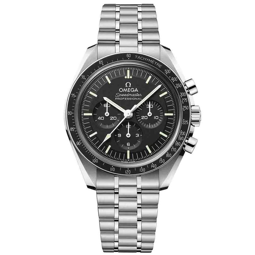 Omega Speedmaster Moonwatch Professional Master Quality Watch – Black Dial & Stainless Steel Bracelet