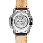 Fossil Grant ME3027 44mm Men’s Automatic Watch – White Skeleton Dial & Brown Genuine Leather Strap