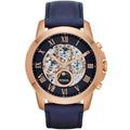 Fossil ME3029 44mm Men’s Automatic Watch – Blue Skeleton Dial & Blue Genuine Leather Strap