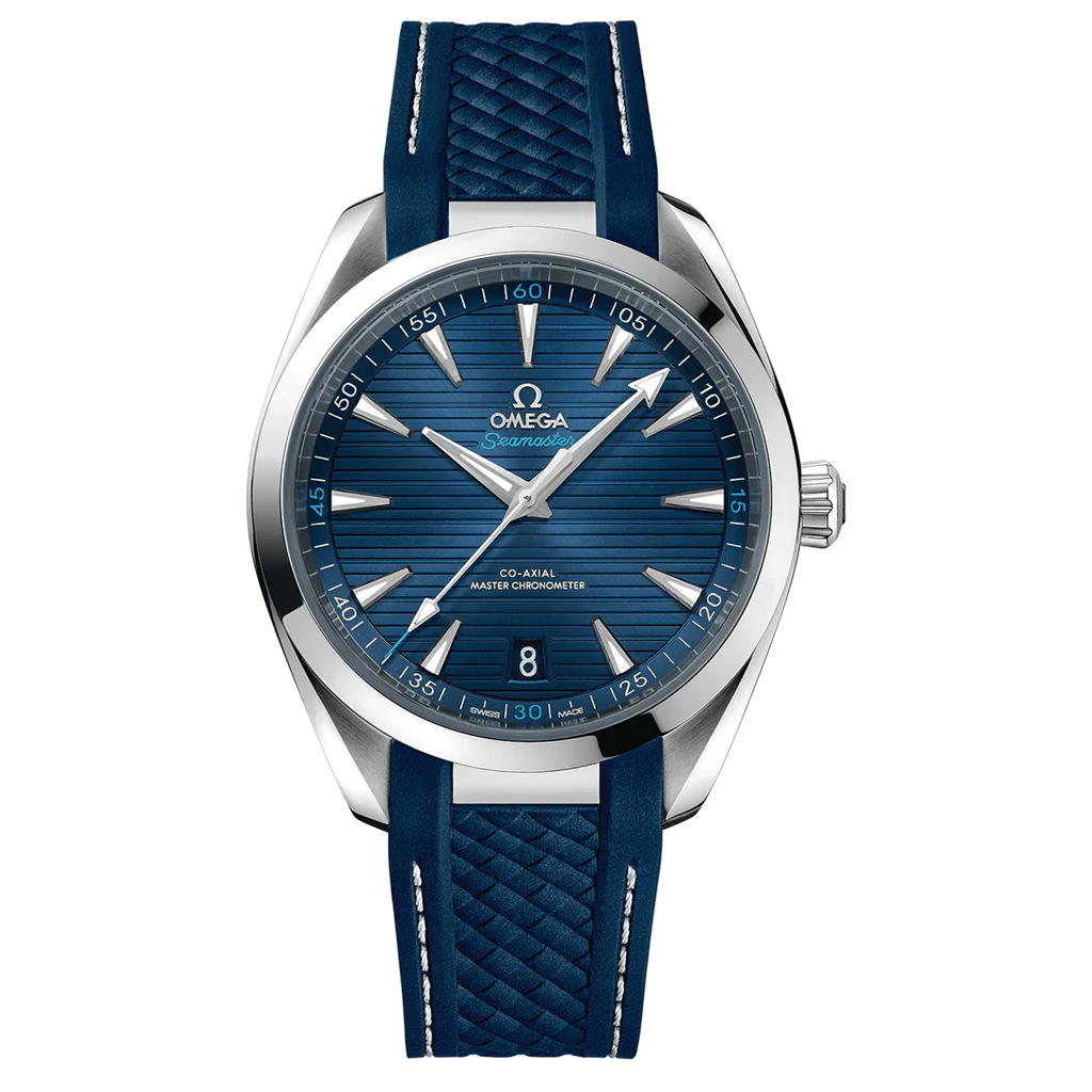 Omega Seamaster 43mm Master Quality Watch – Blue Dial & Blue Rubber Strap