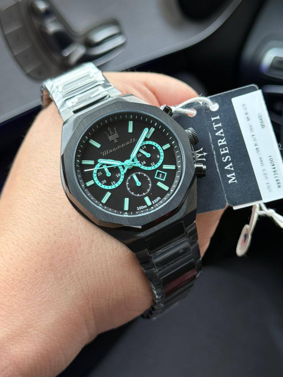 Maserati Stile R8873644001 45mm Men’s Chronograph Watch – Black Dial & Black Stainless Steel Link Bracelet