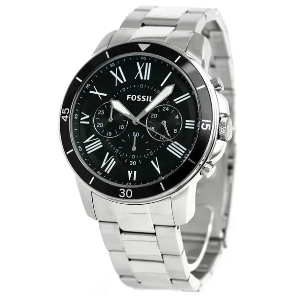 Fossil Grant Sport FS5236 44mm Men’s Chronograph Watch – Black Dial & Silver-tone Stainless Steel Bracelet