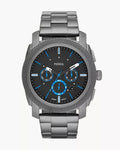 Fossil Machine FS4931 45mm Men’s Chronograph Watch – Black Dial with Blue Accents & Smoke-tone Stainless Steel Bracelet