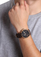 Fossil Grant FS5068 44mm Men’s Chronograph Watch – Blue Dial & Brown Genuine Leather Strap