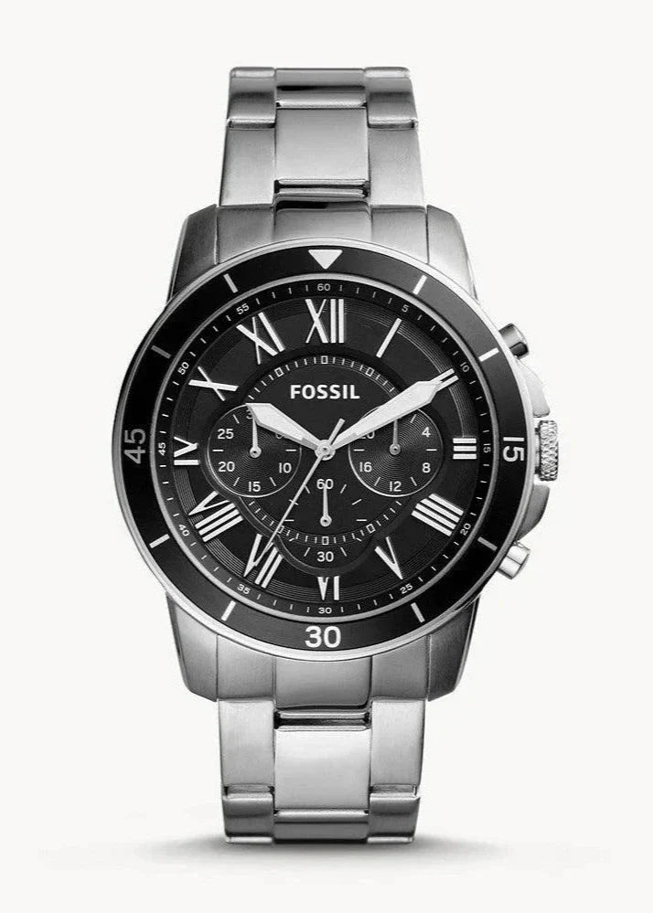 Fossil Grant Sport FS5236 44mm Men’s Chronograph Watch – Black Dial & Silver-tone Stainless Steel Bracelet