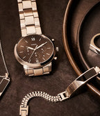 Fossil Neutra FS5384 44mm Men’s Chronograph Watch – Black Dial & Silver-tone Stainless Steel Bracelet