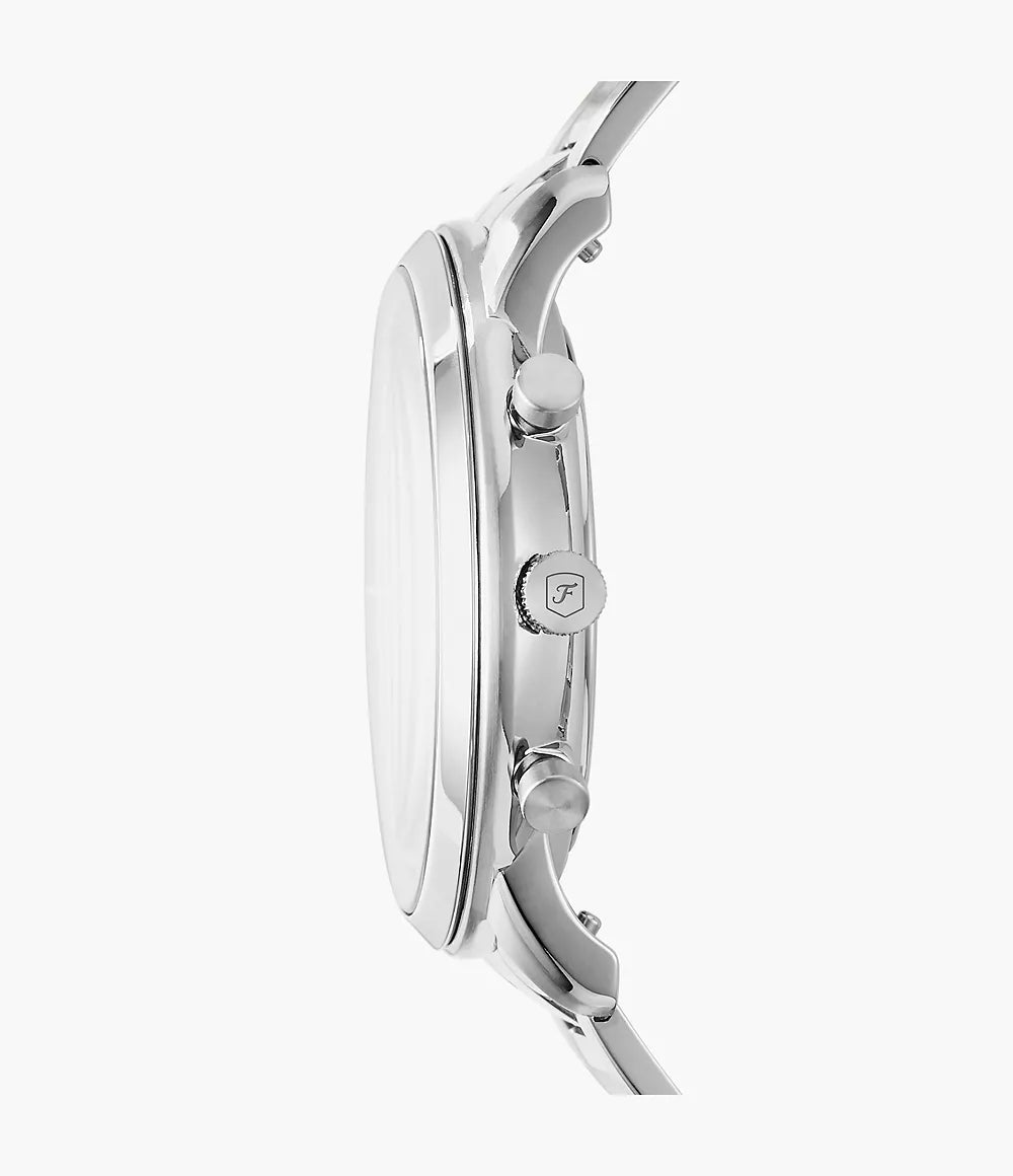 Fossil Neutra FS5384 44mm Men’s Chronograph Watch – Black Dial & Silver-tone Stainless Steel Bracelet