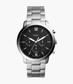 Fossil Neutra FS5384 44mm Men’s Chronograph Watch – Black Dial & Silver-tone Stainless Steel Bracelet