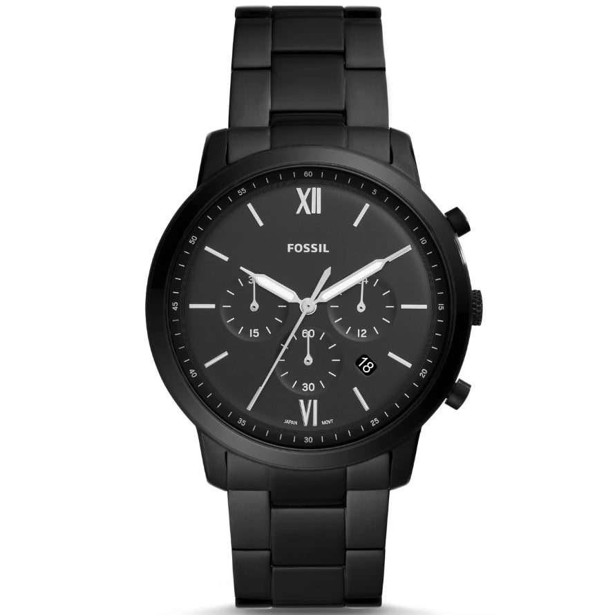 Fossil FS5474 44mm Men’s Quartz Watch – Black Dial & Black Strap