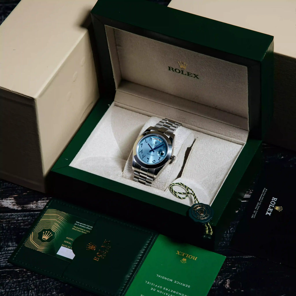 Rolex Day-Date 40mm Master Quality Watch – Light Blue Arabic Dial & President Bracelet
