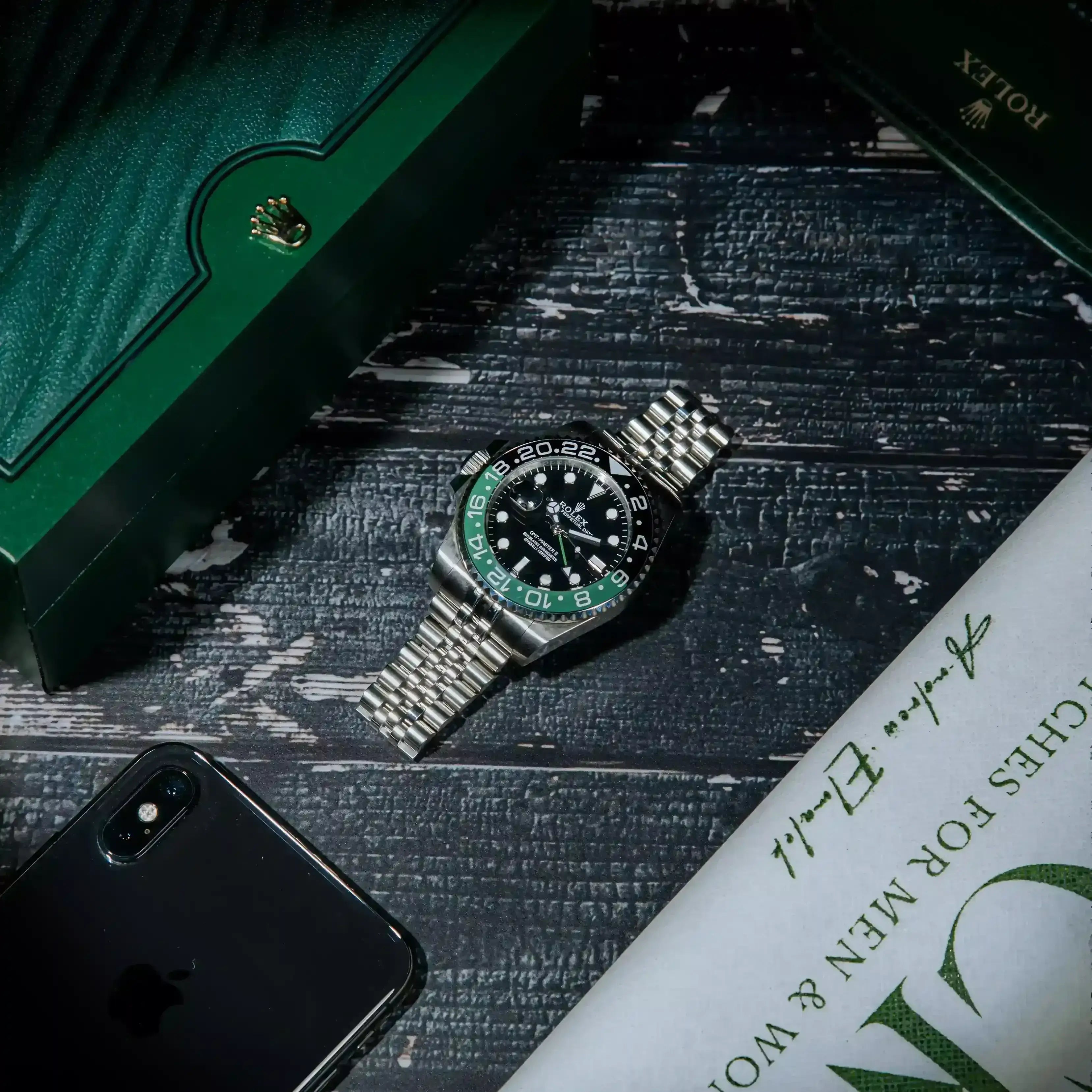 Rolex GMT-Master II “Sprite” Master Quality Watch – Black Dial, Green-Black Bezel & Jubilee Bracelet