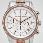 Michael Kors Ritz MK6651 37mm Women's Chronograph Watch – Silver with Two-Tone Stainless Steel Bracelet