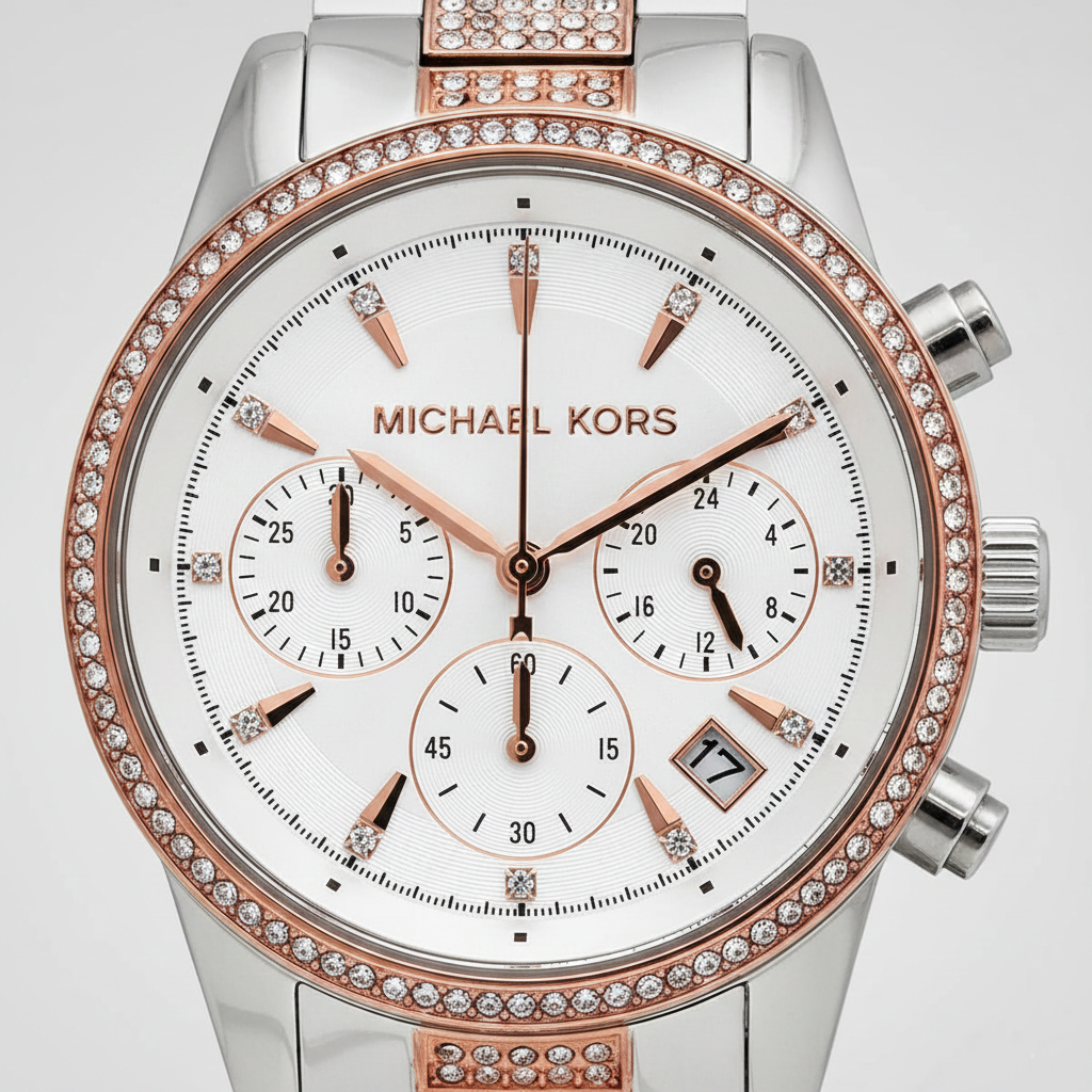 Michael Kors Ritz MK6651 37mm Women's Chronograph Watch – Silver with Two-Tone Stainless Steel Bracelet